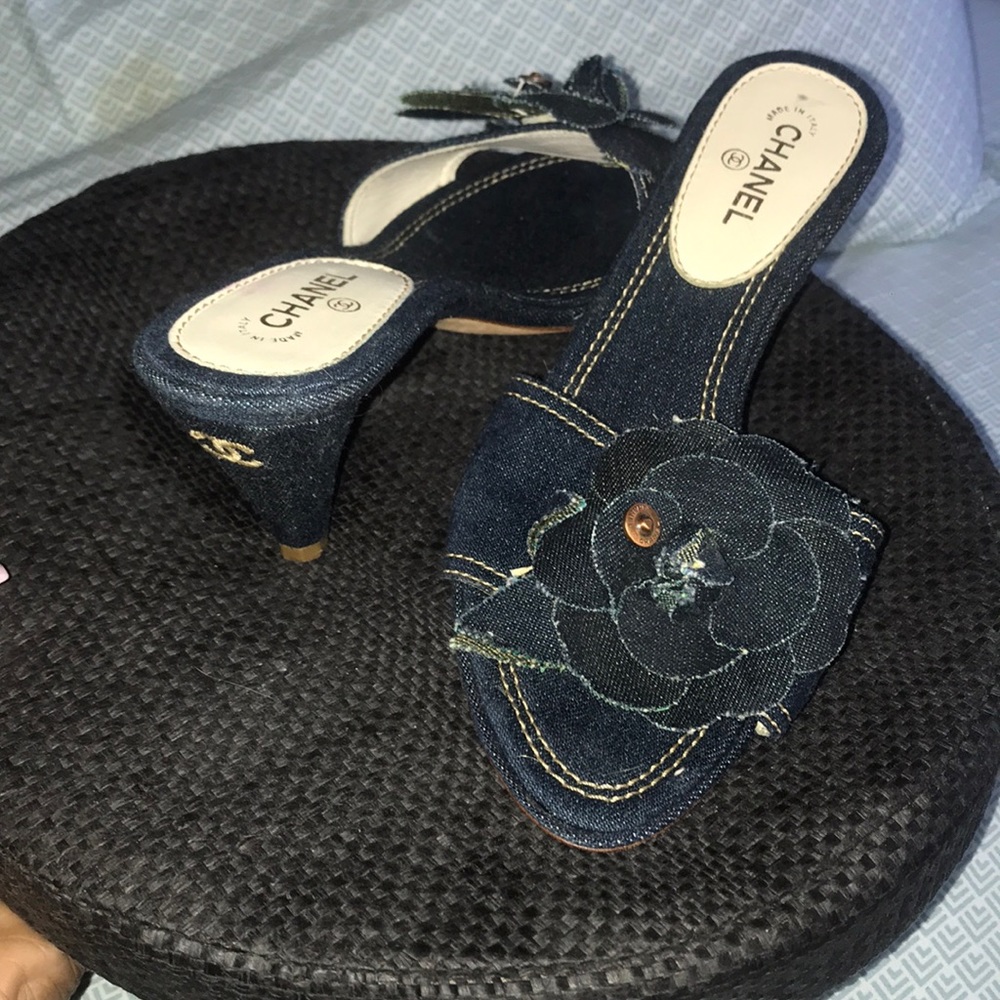 Authentic Dark denim Chanel heels